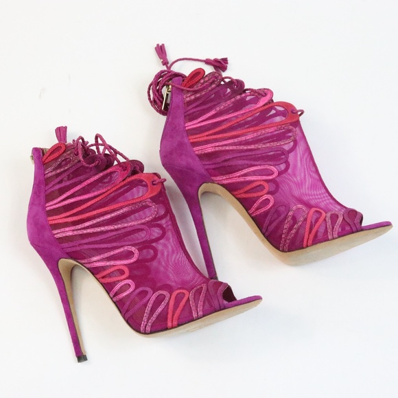 Jimmy Choo Pink Kafira Mesh Ankle Boot U015 - Picture 4 of 6